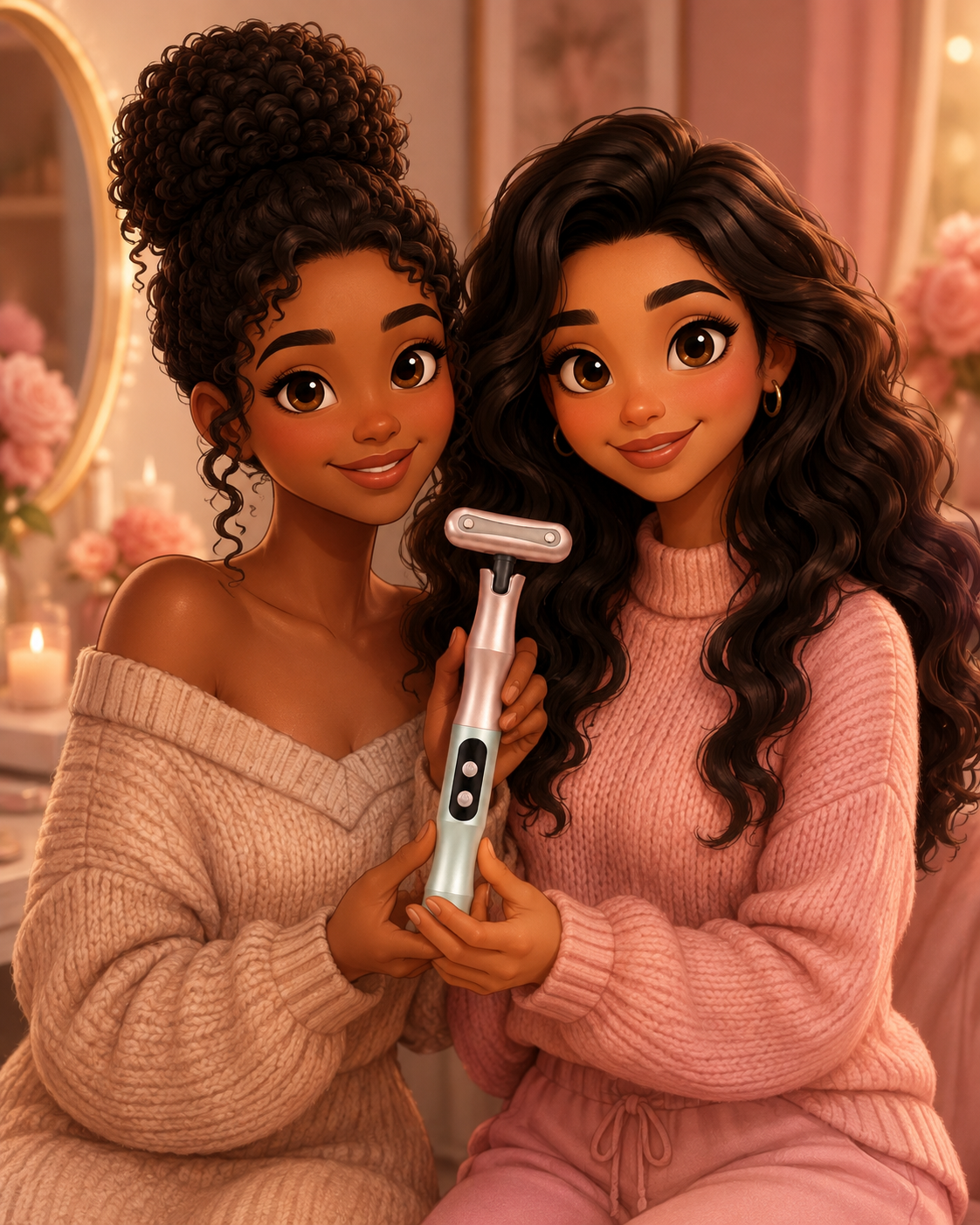 Luna and Zuri holding GlowTouch Luna