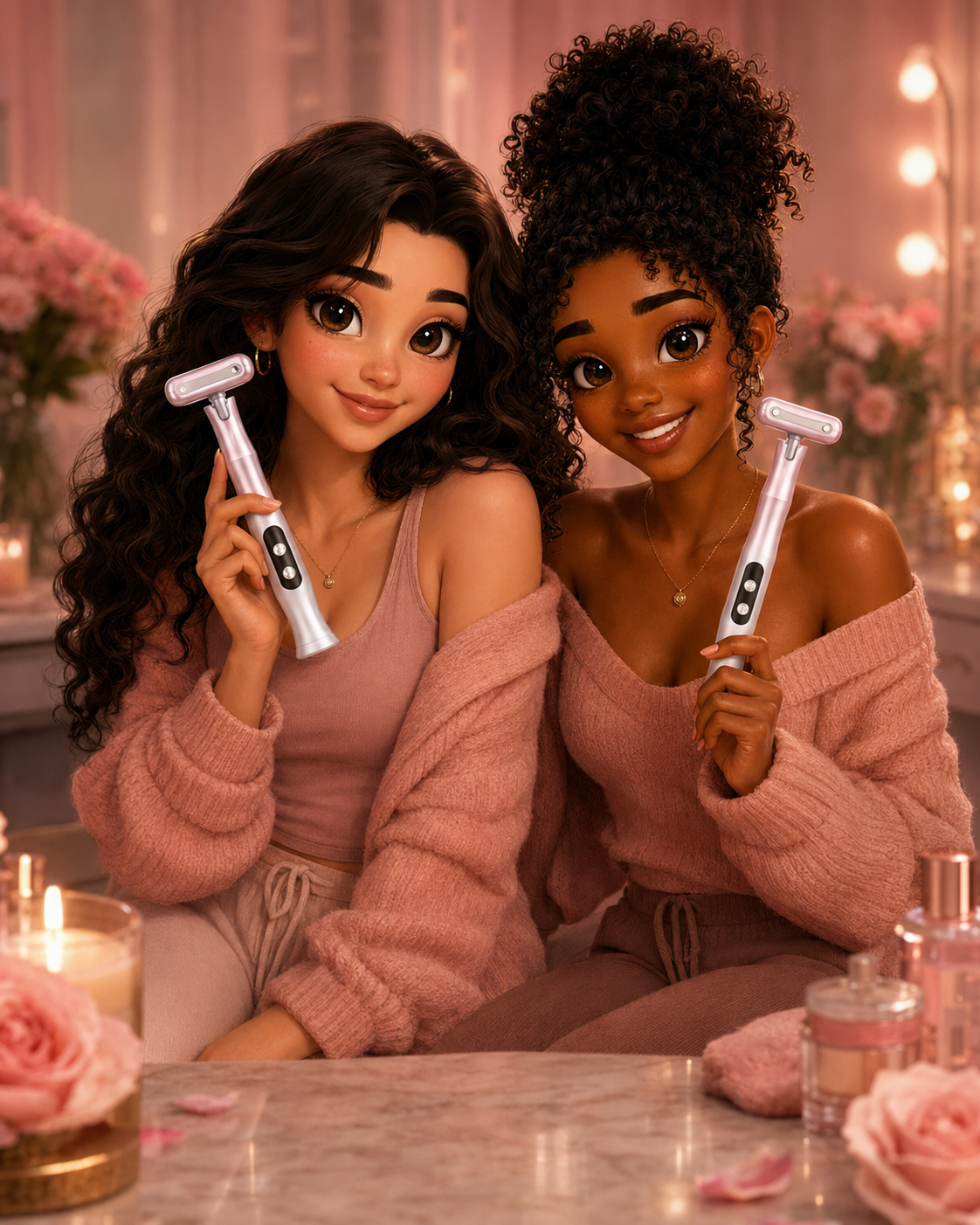 Luna and Zuri holding the GlowTouch Luna device
