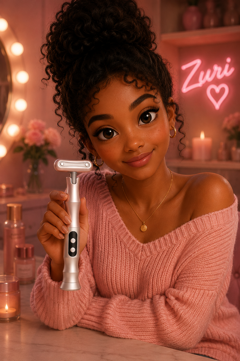 Zuri holding the GlowTouch Luna device